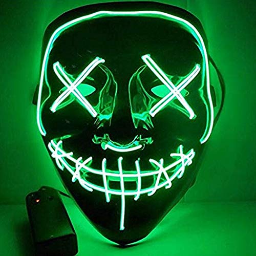 Masque facial LED – Parfait pour Halloween (Vert fluo)
