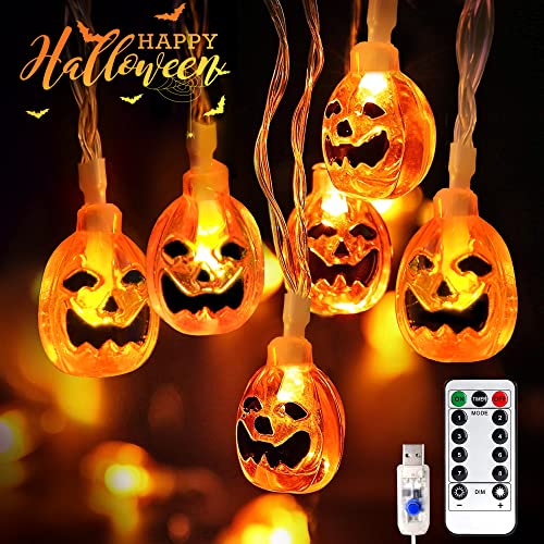 Mexllex Guirlandes Lumineuses Halloween，20ft 40 LEDs Citrou