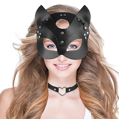 ZZOUFI Masque Catwoman Femme, Masque Chat Sexy, Masque en Cu
