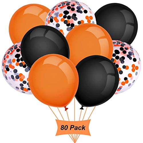 Gxhong Ballons Orange Noir, 12 Pouces Ballons dhalloween, Dé