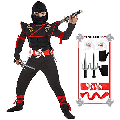 SATKULL Costume de ninja pour garçon et fille avec accessoir