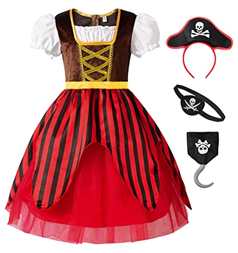 ReliBeauty Déguisement Pirate pour Fille Costume de Pirate C