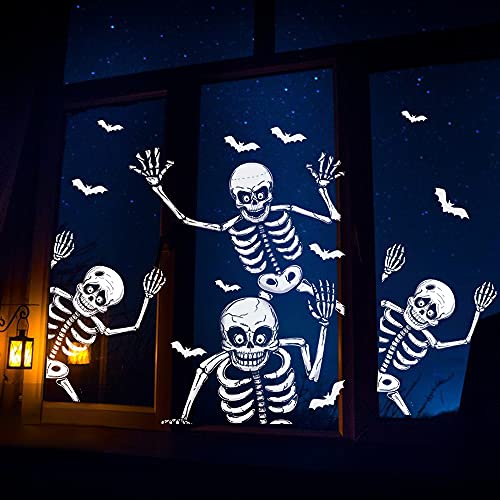 AGUDOU Squelette Stickers Halloween Fenetre Deco, RéUtilisab