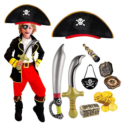Kit de Costume de Pirate Chapeau Cache-Oeil Télescope Sabre 