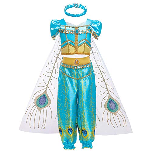FYMNSI Fille Aladin Robe Princesse Jasmine Cosplay Costume E