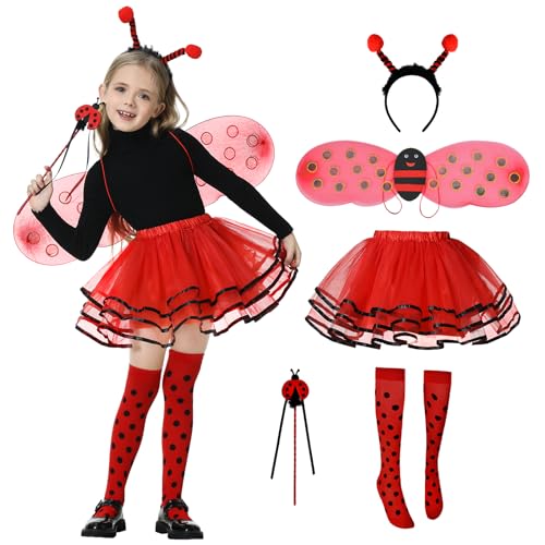 Ulikey Deguisement Ladybug Enfant, 5 Pièces Costume de Cocci