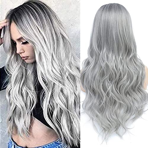 Dégradé gris argent perruques longues perruques grises pour 