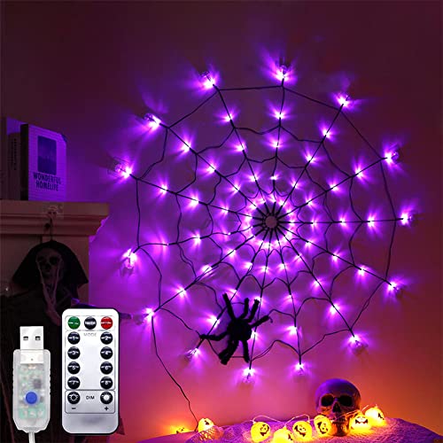 Toile d’Araignée Lumineuse Déco d’Halloween LED 1M 70 LED Gu