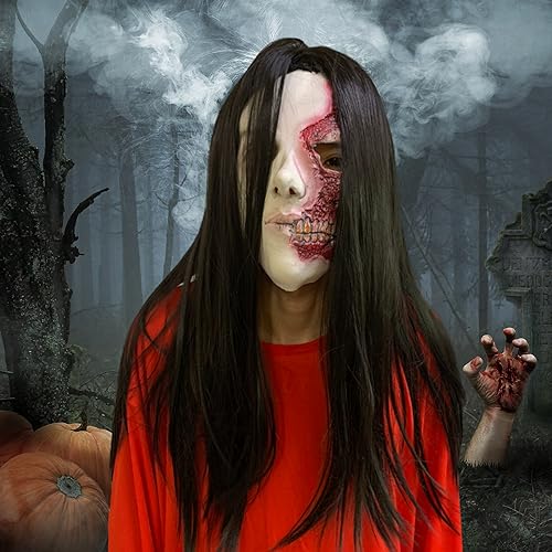 Tiuxiu Masque Halloween，Masque Horreur Adulte Masque Latex 