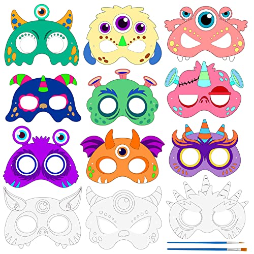 Landifor 24pcs Masques de Monstres Masques de coloriage pour