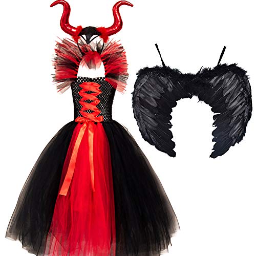 Enfants Filles Maleficent Costume Maléfique Sorcière Méchant