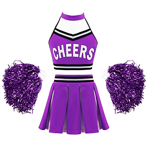TiaoBug Enfant Fille Déguisement Cheerleaders Costume Pom-Po