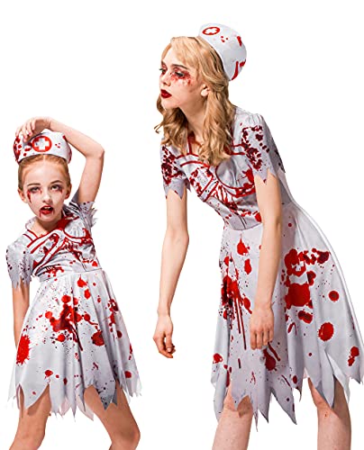 IKAL Filles Zombie Sanglant Infirmière Costume Halloween Enf