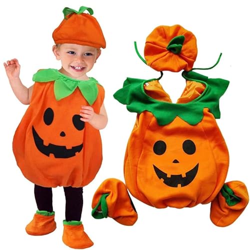 DONY Citrouille Costume pour Enfant,Orange Citrouille Costum