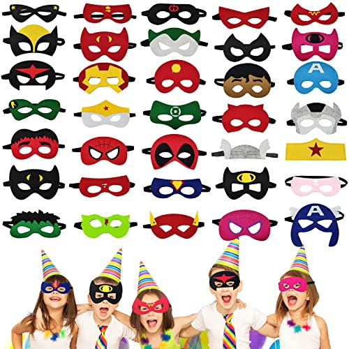Masques de Super-Héros, 35 pcs Masques pour Enfants Dress Up