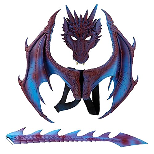3 PCS Costume de Dragon pour Enfants, Masque de Dragon/Ailes