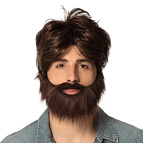 Boland 86312 - Perruque Dude avec barbe, brune, coiffure syn