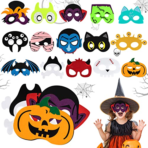 15pcs Masque Halloween Enfant en Feutre, Halloween Dress Up 