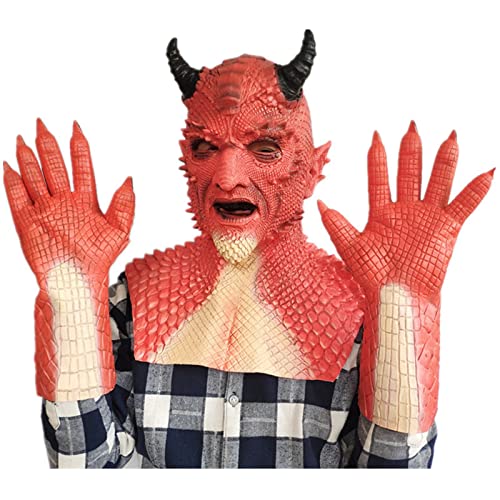 Apkibc Masque de diable, couvre-chef en latex de diable Hall