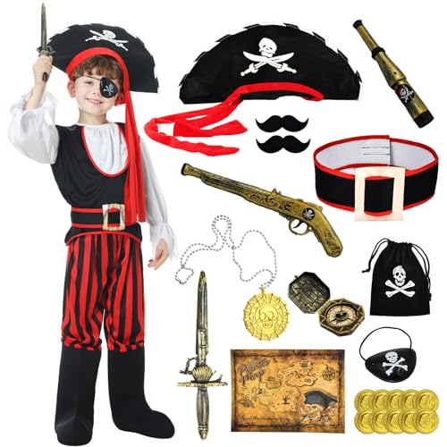 WELLCHY Déguisement de Pirate pour Enfants, Costume de Pirat