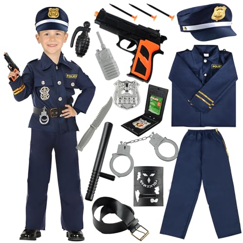 Deguisement Policier Enfant Garcon, 14PCS, Costume, avec Che