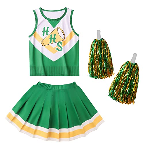 Amycute Déguisement Pompom Girl Costume Cheerleader Vert Fil