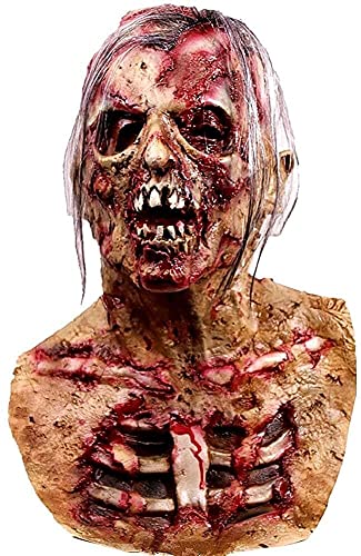 Masque de zombie avec cheveux effrayants pour Halloween, fêt