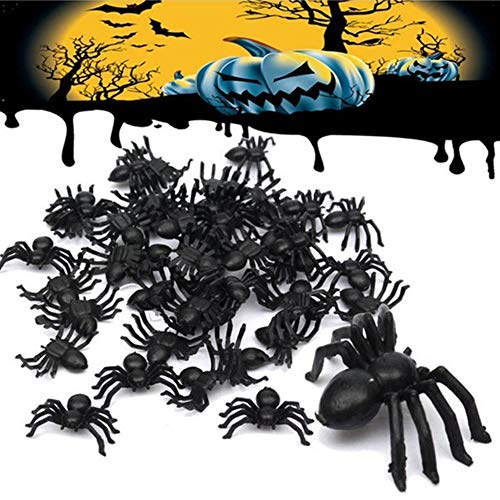 50 pcs Halloween Araignées Noir Plastique Réalistes Bogues F