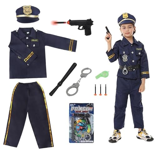 Hojalis Deguisement Policier Enfant, 7pcs Costume Policier E