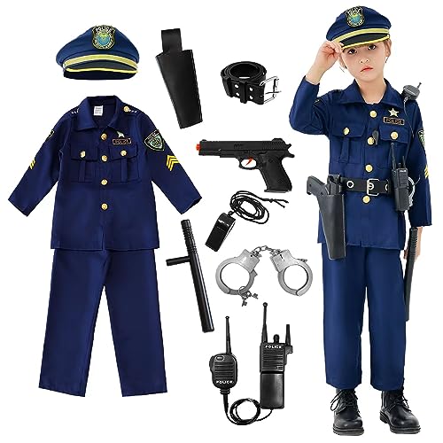 Udekit Costume de Policier de Luxe avec Menottes, Talkie-wal