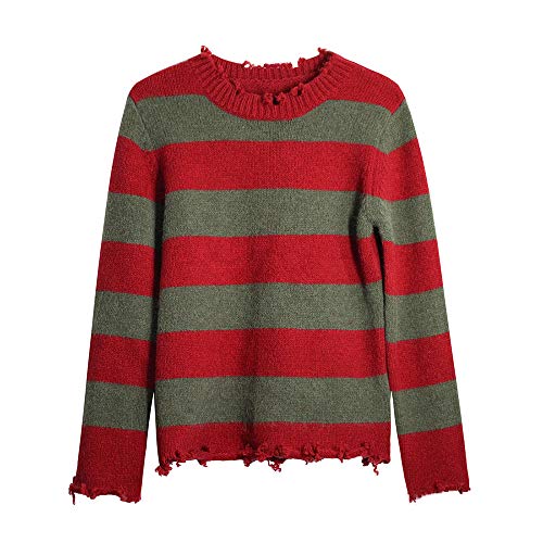 TUMUSKER Pull Tricot Rayé Rouge pour Cosplay de Nightmare El
