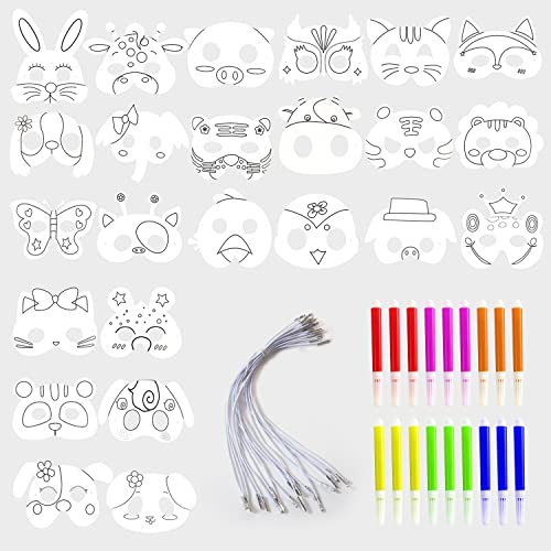 24 masques et 3 ensembles de 6 stylos de couleur, masques vi