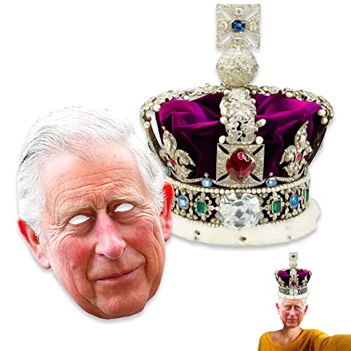 Lot de 2 masques de fête King Charles III sans chapeau, King