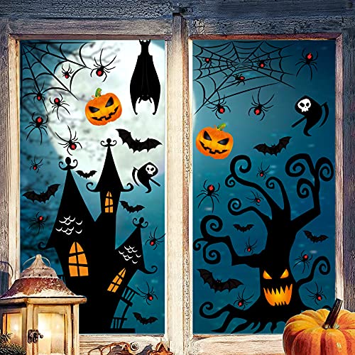 Halloween Fenêtre Autocollants, 9 Feuilles 150 Pièces Amovib