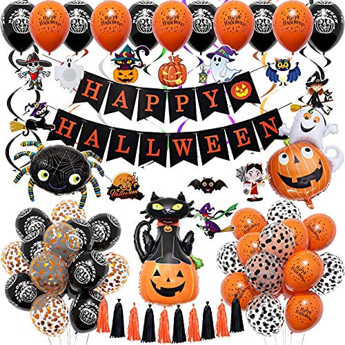 73 Pièces Halloween Ballons en Latex Happy Halloween Bannièr