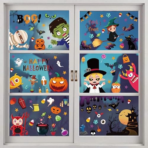 YIHELU Halloween Fenêtre Autocollants, Halloween Stickers, A