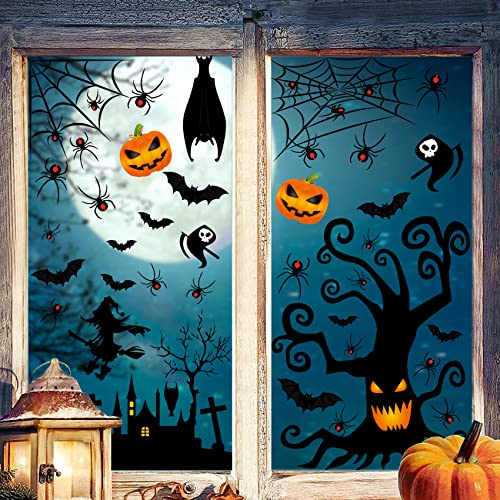Halloween Fenêtre Autocollants, 9 Feuilles 150 Pièces Amovib