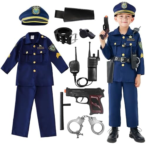 Udekit Costume de Policier de Luxe avec Talkie-walkie, Siffl